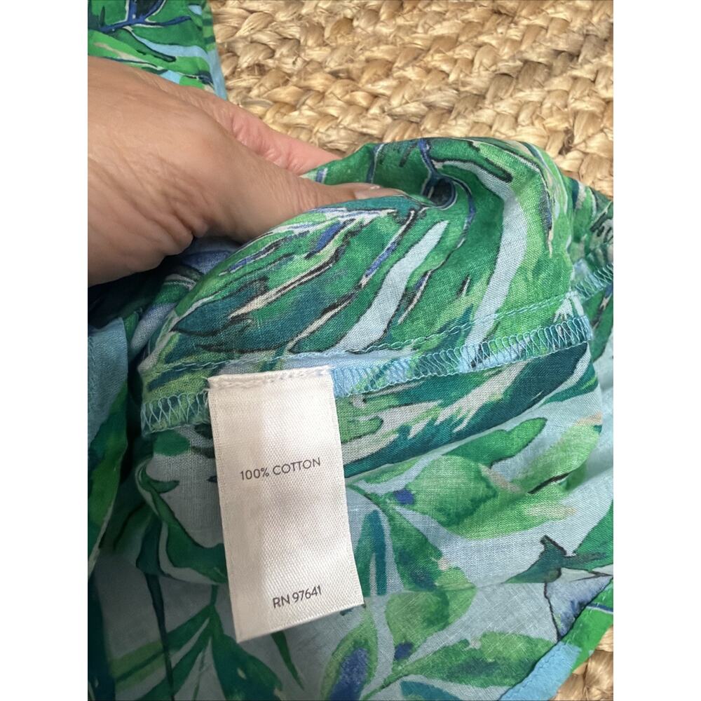 J. Jill 100% Cotton Blouse Tunic 3/4 Sleeves Tropical Resort Boho Sz L - Picture 7 of 7